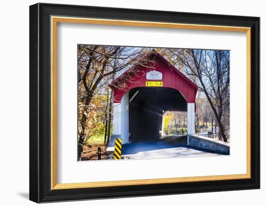 Knechts Covered Bridge Fall Scenic, Bucks County, Pennsylvania, USA-George Oze-Framed Photographic Print