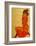 Kneeling Female in Orange Dress, c.1910-Egon Schiele-Framed Art Print