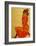 Kneeling Female in Orange Dress, c.1910-Egon Schiele-Framed Art Print