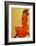 Kneeling Female in Orange Dress, c.1910-Egon Schiele-Framed Art Print