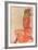 Kneeling Female in Orange-Red Dress, 1910-Egon Schiele-Framed Giclee Print