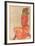 Kneeling Female in Orange-Red Dress, 1910-Egon Schiele-Framed Giclee Print