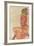 Kneeling Female in Orange-Red Dress, 1910-Egon Schiele-Framed Giclee Print