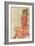 Kneeling Female in Orange-Red Dress, 1910-Egon Schiele-Framed Giclee Print