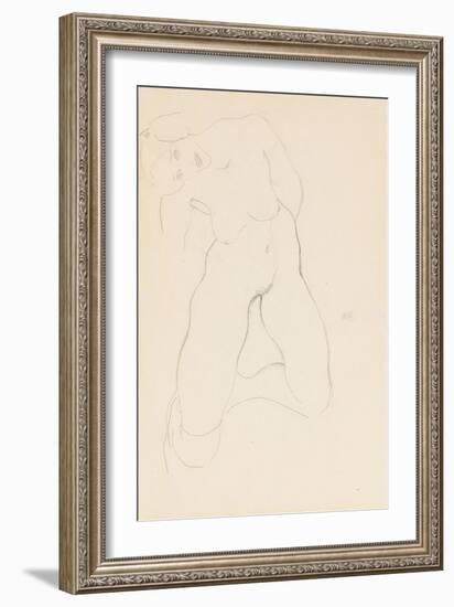 Kneeling Female Nude, 1912-Egon Schiele-Framed Giclee Print