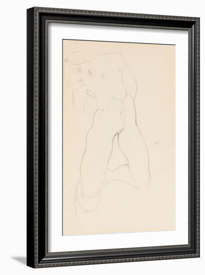 Kneeling Female Nude, 1912-Egon Schiele-Framed Giclee Print