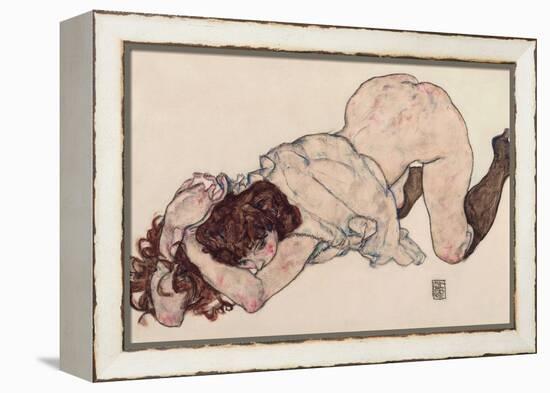 Kneeling Girl, Resting on Both Elbows, 1917-Egon Schiele-Framed Premier Image Canvas