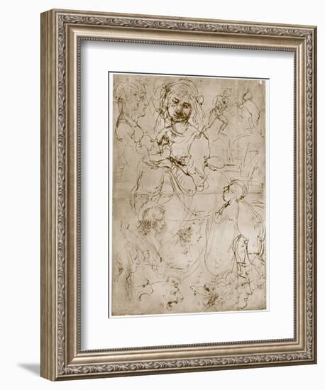 Kneeling Madonna with the Child and St.John, 1478-1480-Leonardo da Vinci-Framed Giclee Print