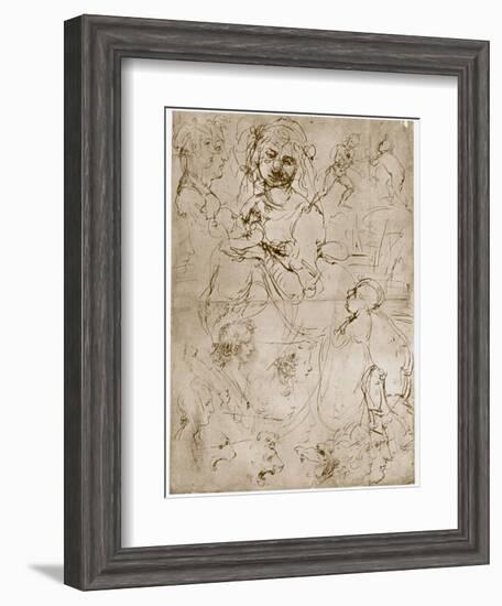 Kneeling Madonna with the Child and St.John, 1478-1480-Leonardo da Vinci-Framed Giclee Print