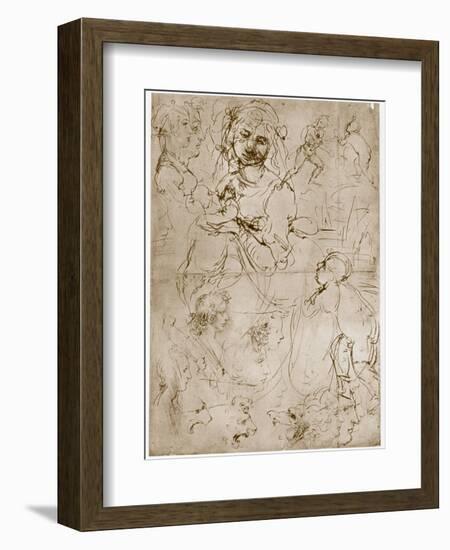 Kneeling Madonna with the Child and St.John, 1478-1480-Leonardo da Vinci-Framed Giclee Print