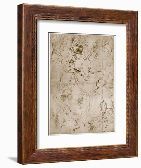 Kneeling Madonna with the Child and St.John, 1478-1480-Leonardo da Vinci-Framed Giclee Print