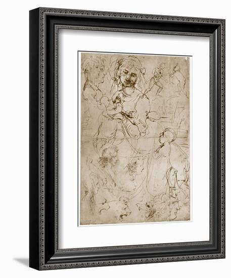 Kneeling Madonna with the Child and St.John, 1478-1480-Leonardo da Vinci-Framed Giclee Print