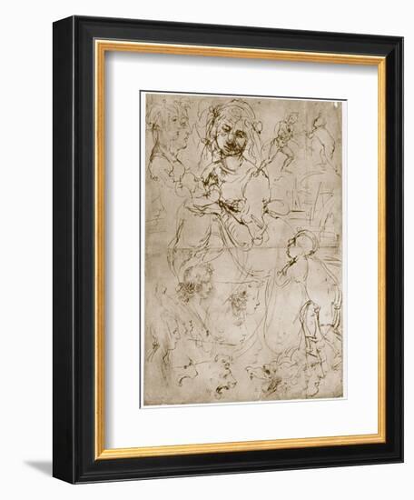 Kneeling Madonna with the Child and St.John, 1478-1480-Leonardo da Vinci-Framed Giclee Print