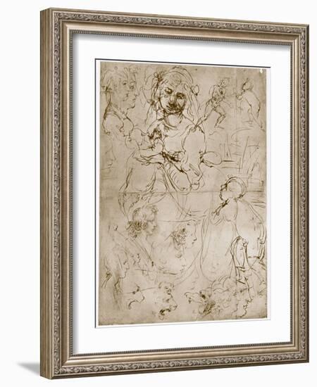 Kneeling Madonna with the Child and St.John, 1478-1480-Leonardo da Vinci-Framed Giclee Print