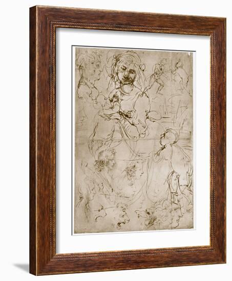 Kneeling Madonna with the Child and St.John, 1478-1480-Leonardo da Vinci-Framed Giclee Print