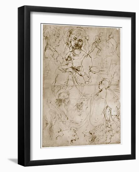 Kneeling Madonna with the Child and St.John, 1478-1480-Leonardo da Vinci-Framed Giclee Print