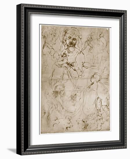 Kneeling Madonna with the Child and St.John, 1478-1480-Leonardo da Vinci-Framed Giclee Print