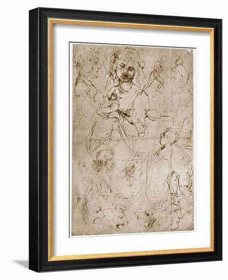 Kneeling Madonna with the Child and St.John, 1478-1480-Leonardo da Vinci-Framed Giclee Print