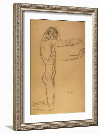 Kneeling Male Nude-Gustav Klimt-Framed Giclee Print