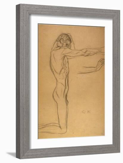 Kneeling Male Nude-Gustav Klimt-Framed Giclee Print