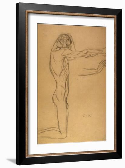 Kneeling Male Nude-Gustav Klimt-Framed Giclee Print