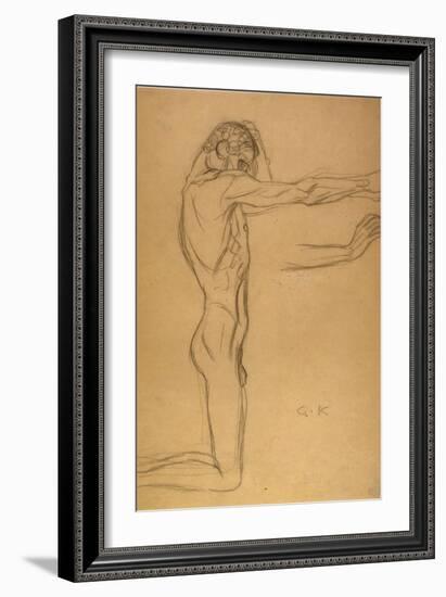 Kneeling Male Nude-Gustav Klimt-Framed Giclee Print