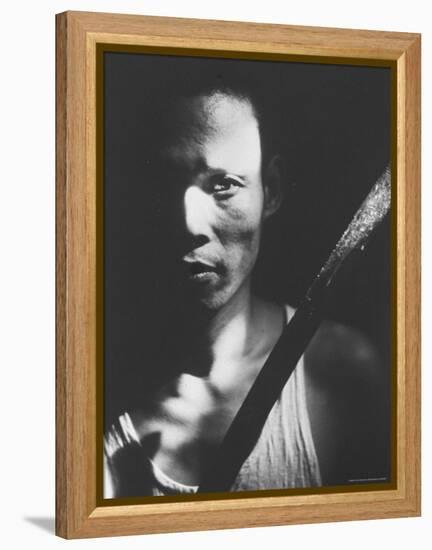 Knife Called a Paring is Held by Indonesian Youth Who Used It to Kill Communist Revolutionaries-Co Rentmeester-Framed Premier Image Canvas