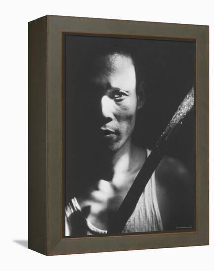 Knife Called a Paring is Held by Indonesian Youth Who Used It to Kill Communist Revolutionaries-Co Rentmeester-Framed Premier Image Canvas