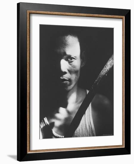 Knife Called a Paring is Held by Indonesian Youth Who Used It to Kill Communist Revolutionaries-Co Rentmeester-Framed Photographic Print