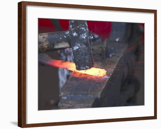 Knife Maker Forging Steel Blank, Norway-Russell Young-Framed Photographic Print