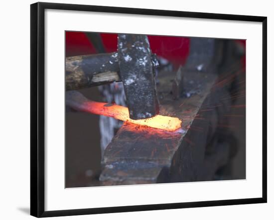 Knife Maker Forging Steel Blank, Norway-Russell Young-Framed Photographic Print