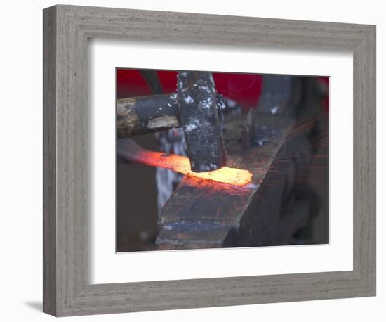 Knife Maker Forging Steel Blank, Norway-Russell Young-Framed Photographic Print