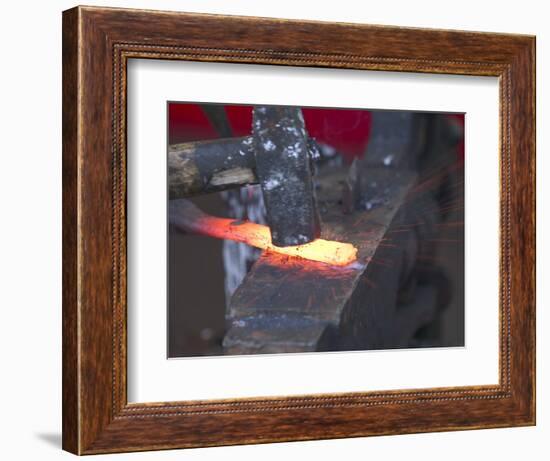 Knife Maker Forging Steel Blank, Norway-Russell Young-Framed Photographic Print