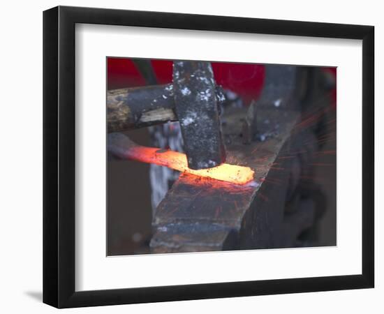 Knife Maker Forging Steel Blank, Norway-Russell Young-Framed Photographic Print