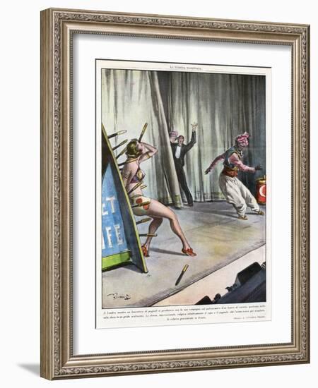 Knife-Thrower Accident-Vittorio Pisani-Framed Art Print