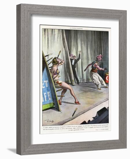 Knife-Thrower Accident-Vittorio Pisani-Framed Art Print