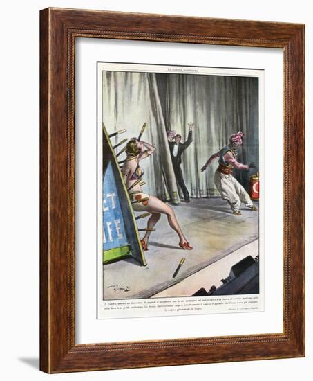 Knife-Thrower Accident-Vittorio Pisani-Framed Art Print