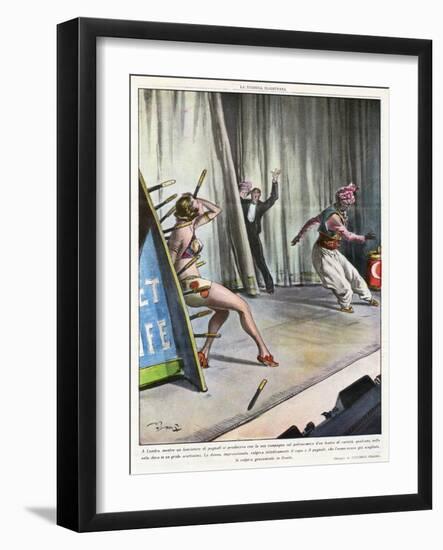 Knife-Thrower Accident-Vittorio Pisani-Framed Art Print