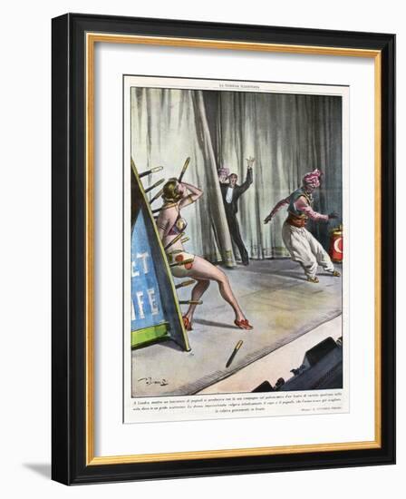 Knife-Thrower Accident-Vittorio Pisani-Framed Art Print