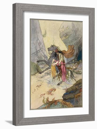 Knight and Maiden at the Bottom of the Sea-Warwick Goble-Framed Art Print