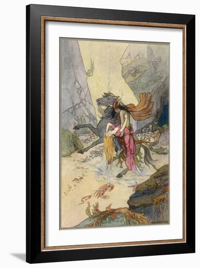 Knight and Maiden at the Bottom of the Sea-Warwick Goble-Framed Art Print