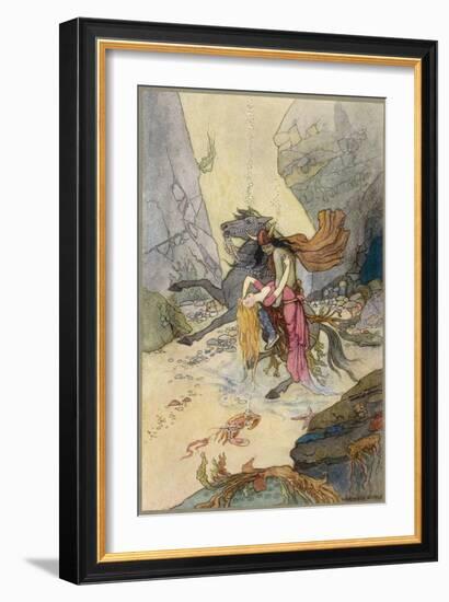 Knight and Maiden at the Bottom of the Sea-Warwick Goble-Framed Art Print