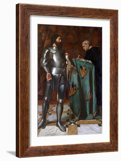 Knight Dictating a Letter to a Monk, 1865-Octave Penguilly l'Haridon-Framed Giclee Print