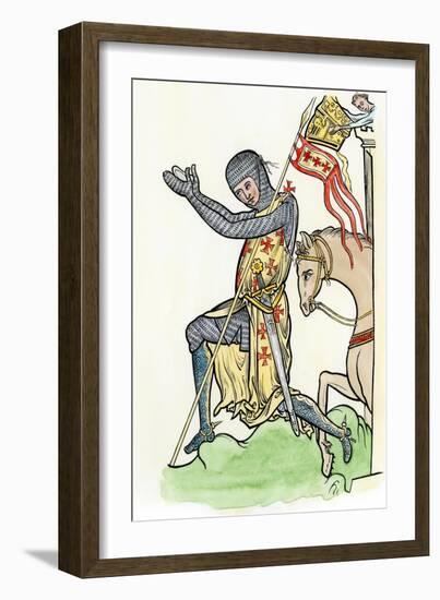 Knight in Armor Paying Homage to His Lord, Late 1200s--Framed Giclee Print