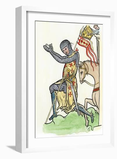 Knight in Armor Paying Homage to His Lord, Late 1200s-null-Framed Giclee Print