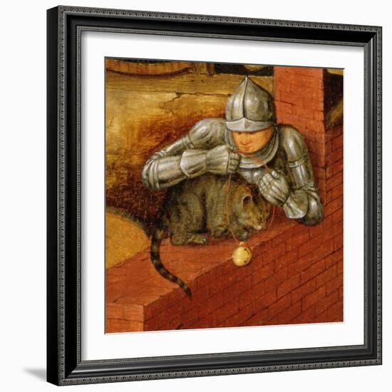 Knight Putting a Bell on a Cat, Detail from 'The Flemish Proverbs'-Pieter Brueghel the Younger-Framed Giclee Print