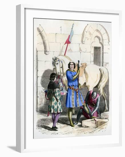 Knight Served by a Squire and Page, End of the 12th Century (1882-188)-Deghouly-Framed Giclee Print