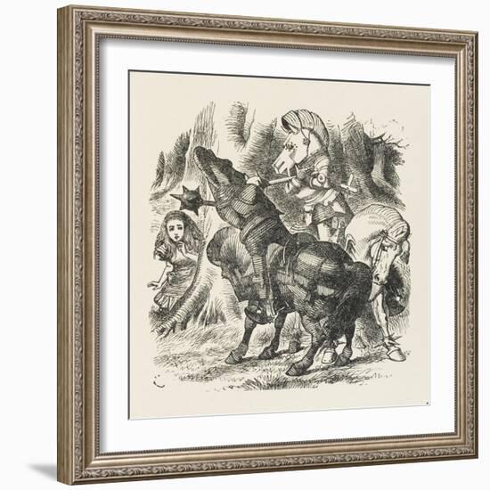 Knights Alice Watches the Fight Between the Red Knight and the White Knight-John Tenniel-Framed Art Print