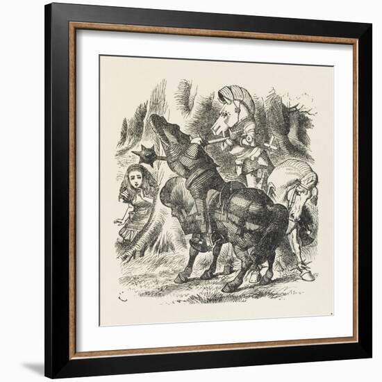 Knights Alice Watches the Fight Between the Red Knight and the White Knight-John Tenniel-Framed Art Print