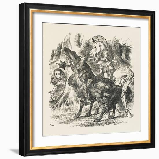 Knights Alice Watches the Fight Between the Red Knight and the White Knight-John Tenniel-Framed Art Print